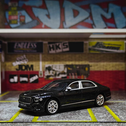 CCA 1:70 Bentley Flying Spur Hybrid L04-01 Die-Cast Model Car | Black Luxury Sedan with Detailed Interior, Silver Wheels & Metal Base | Premium Collectible Miniature