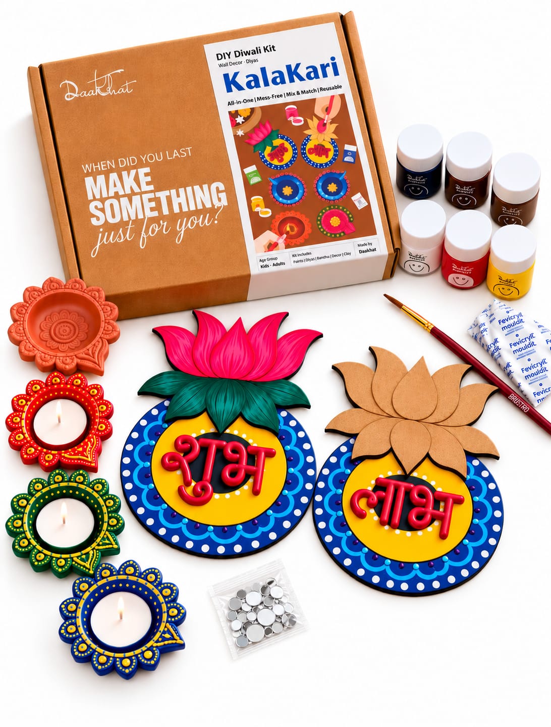Dastkhat KalaKari DIY Diwali Kit wall decor and diya painting