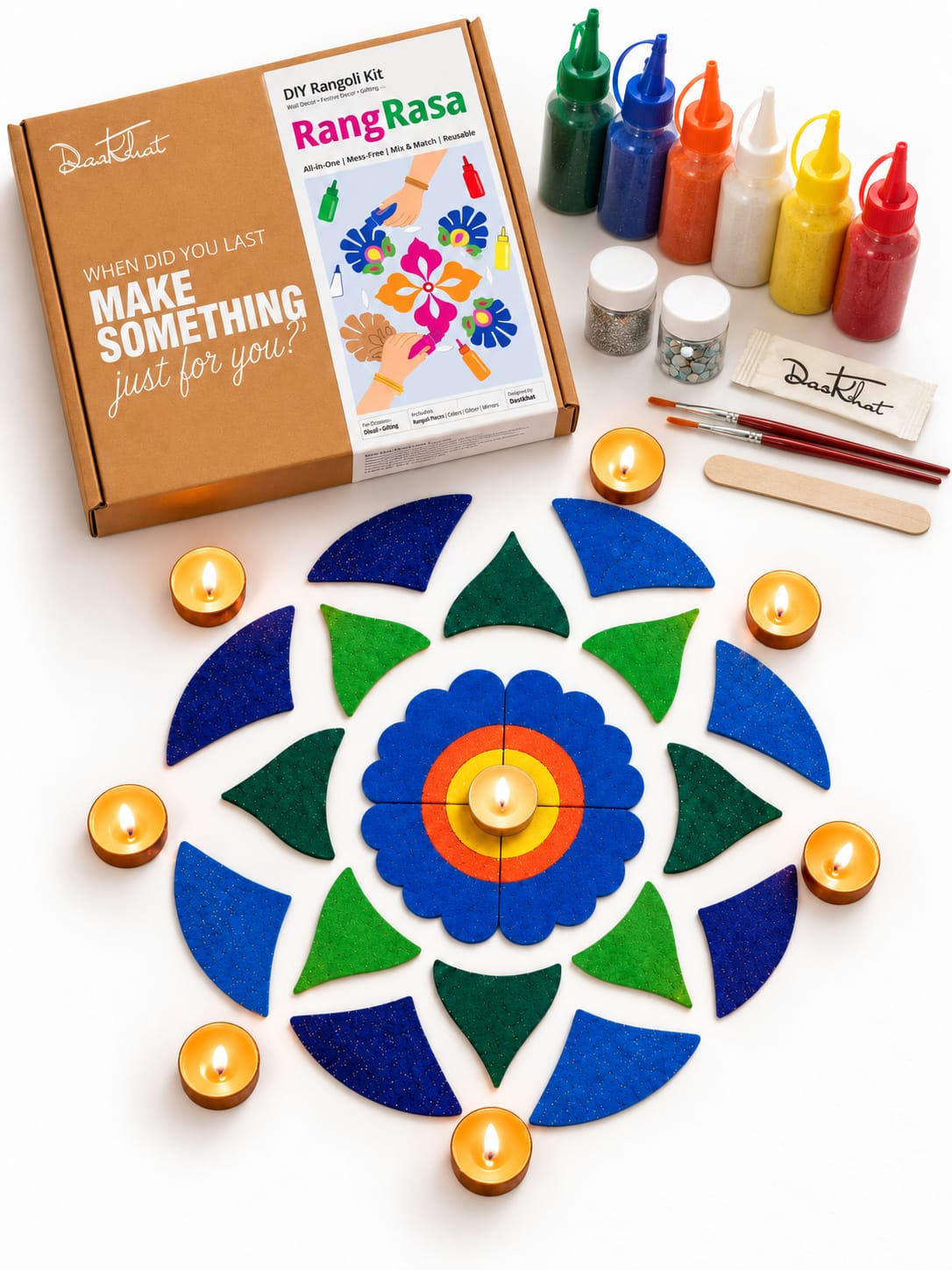 Dastkhat Rang Rasa DIY MDF Rangoli Kit Mandala design