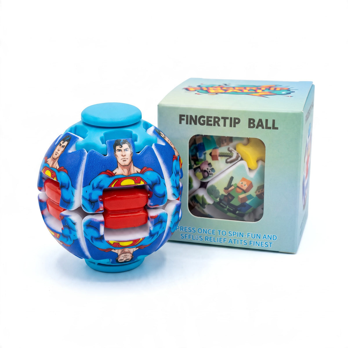 Superhero Fingertip Spinning Fidget Ball – Push Button Sensory Toy (1 Random Piece)