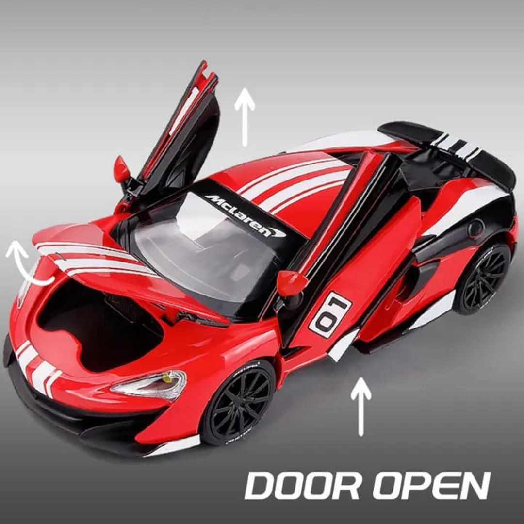 RMZ Hobby 1:32 Mclaren 600LT Diecast Car Model -Red With Openable doors ,Sound & Light-(664994)