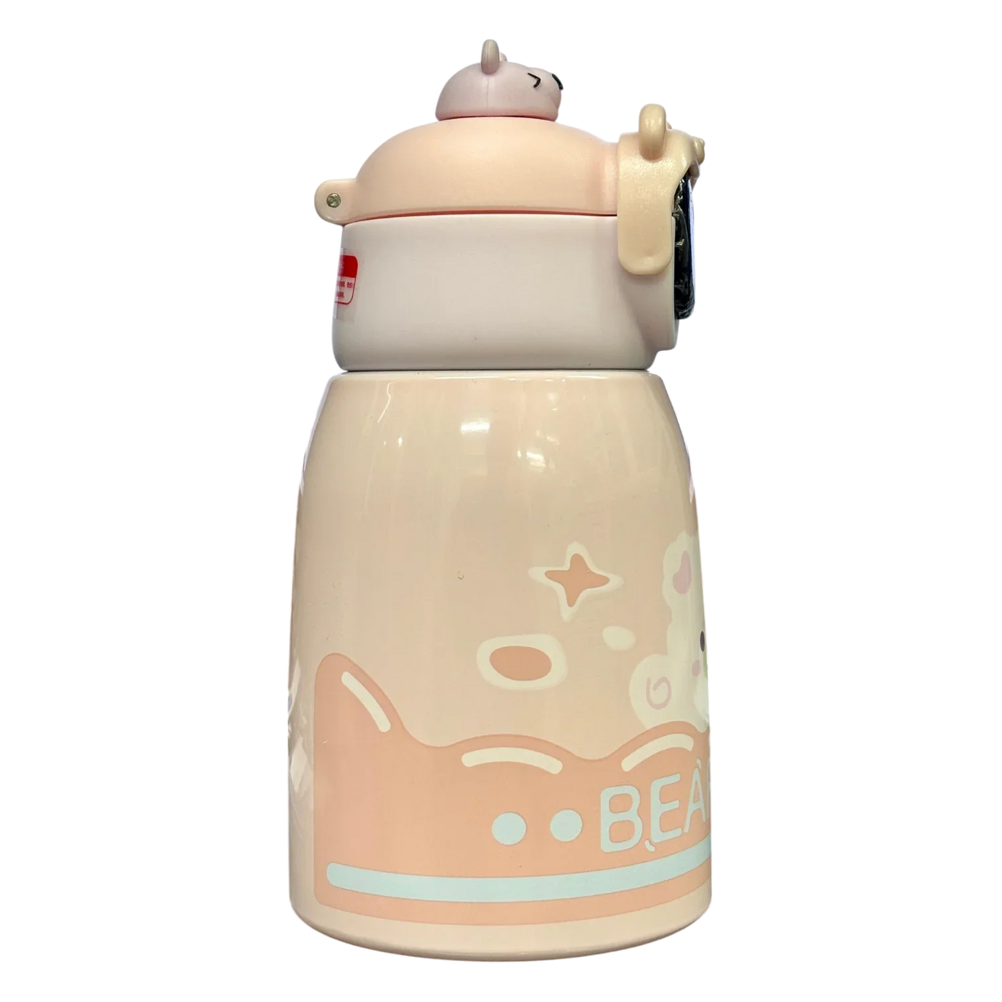 Bear Hug Stainless Steel Digital Water Bottle For Kids with carry bag, additional cup and sipper 500 ML (Pink) - Jaiman Toys