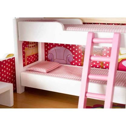 Dreamy Hearts Wooden Dollhouse – Multi-Story Pretend Play Villa with Furniture - Jaiman Toys