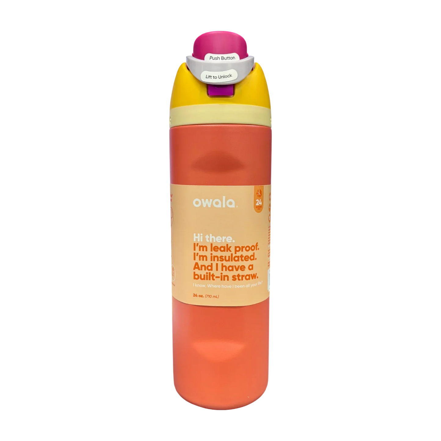 Owala FreeSip Insulated Stainless Steel Water Bottle with Straw for Sports, Travel, and School 24 OZ | 710 ML (Orange) - Jaiman Toys
