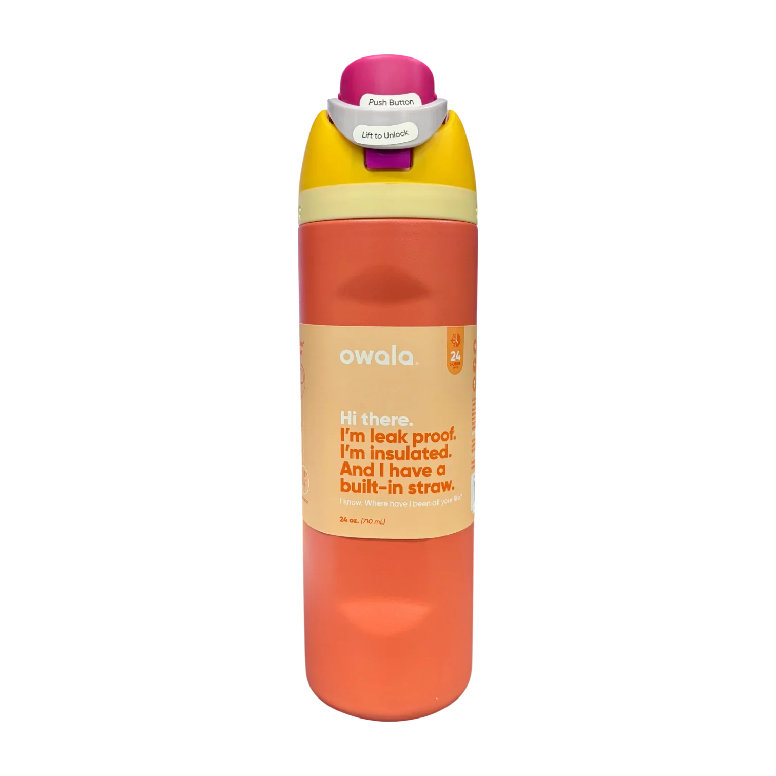 Owala FreeSip Insulated Stainless Steel Water Bottle with Straw for Sports, Travel, and School 24 OZ | 710 ML (Orange) - Jaiman Toys