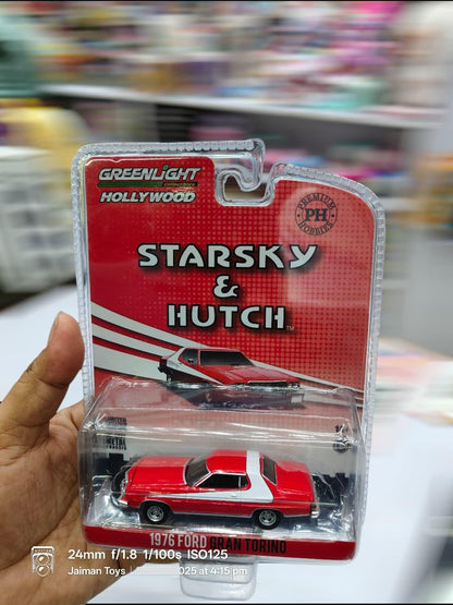Greenlight 1976 Ford Gran Torino Red with White Stripe "Starsky and Hutch" (1975-1979) TV Series "Hollywood Special Edition" 1/64 Diecast Model Car - Jaiman Toys