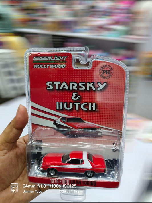 Greenlight 1976 Ford Gran Torino Red with White Stripe "Starsky and Hutch" (1975-1979) TV Series "Hollywood Special Edition" 1/64 Diecast Model Car - Jaiman Toys