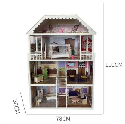 Large Villa Kids Montessori Educational DIY Toy Multi-Functional Wooden Princess Doll House Room For Kids