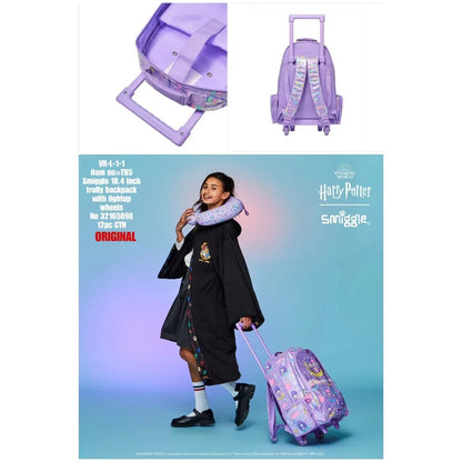 Smiggle 18 Inch Harry Potter Trolley Backpack with Motion-Activated Light-Up Wheels | Extendable Handle & Padded Straps