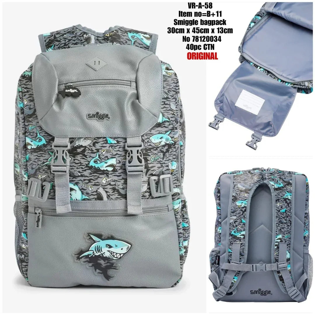 Smiggle Wild Side Foldover Attach Backpack – 16"Inch With Multi Compartment-Design