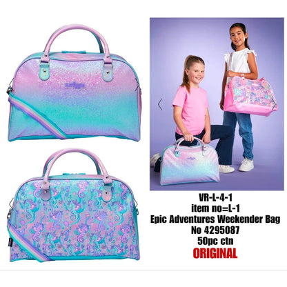 Smiggle Epic Magical Weekender Shoulder Bag – Travel Duffel for Kids | Shimmer Fabric, Appliqué Design, Dual Handles & Shoulder Strap