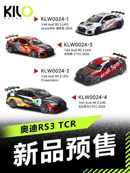 KILO 1:64 Works Audi RS3 LMS TCR 2024  Die-Cast Race Car | 4 Livery Versions | Official Licensed