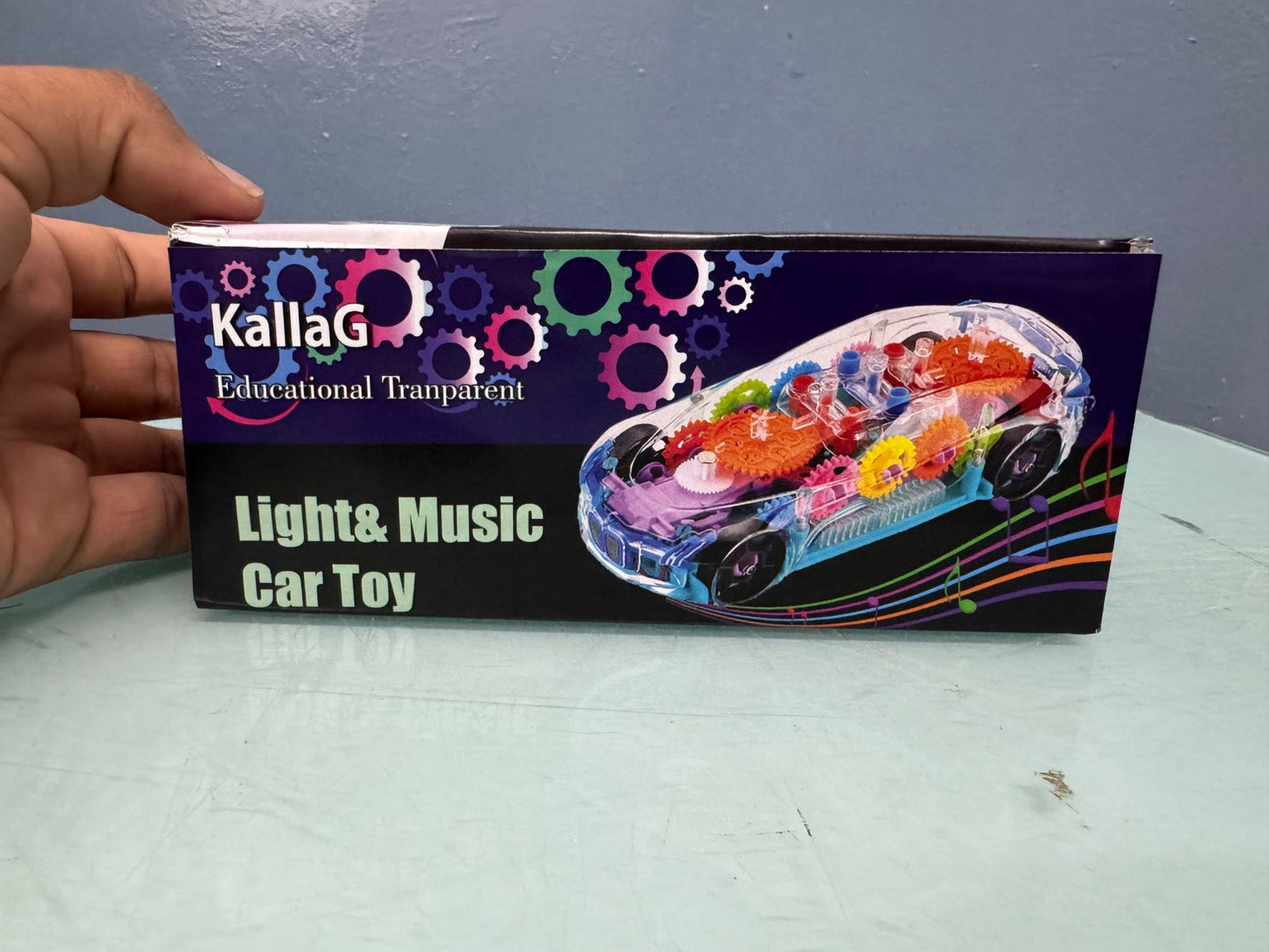 KallaG Transperant Super Car Toy for Kids with Bump & go Action, Gear Simulation Mechanical Car, Sound & Light Toys for Kids Boys & Girls (Multicolor, Transparent car