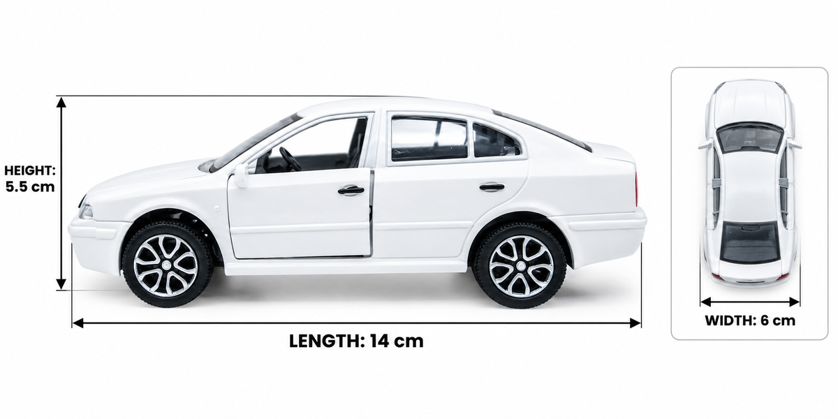 Centy Wheel Force Skuba Car (White) | Pull Back Action Toy Sedan with Openable Doors for Kids