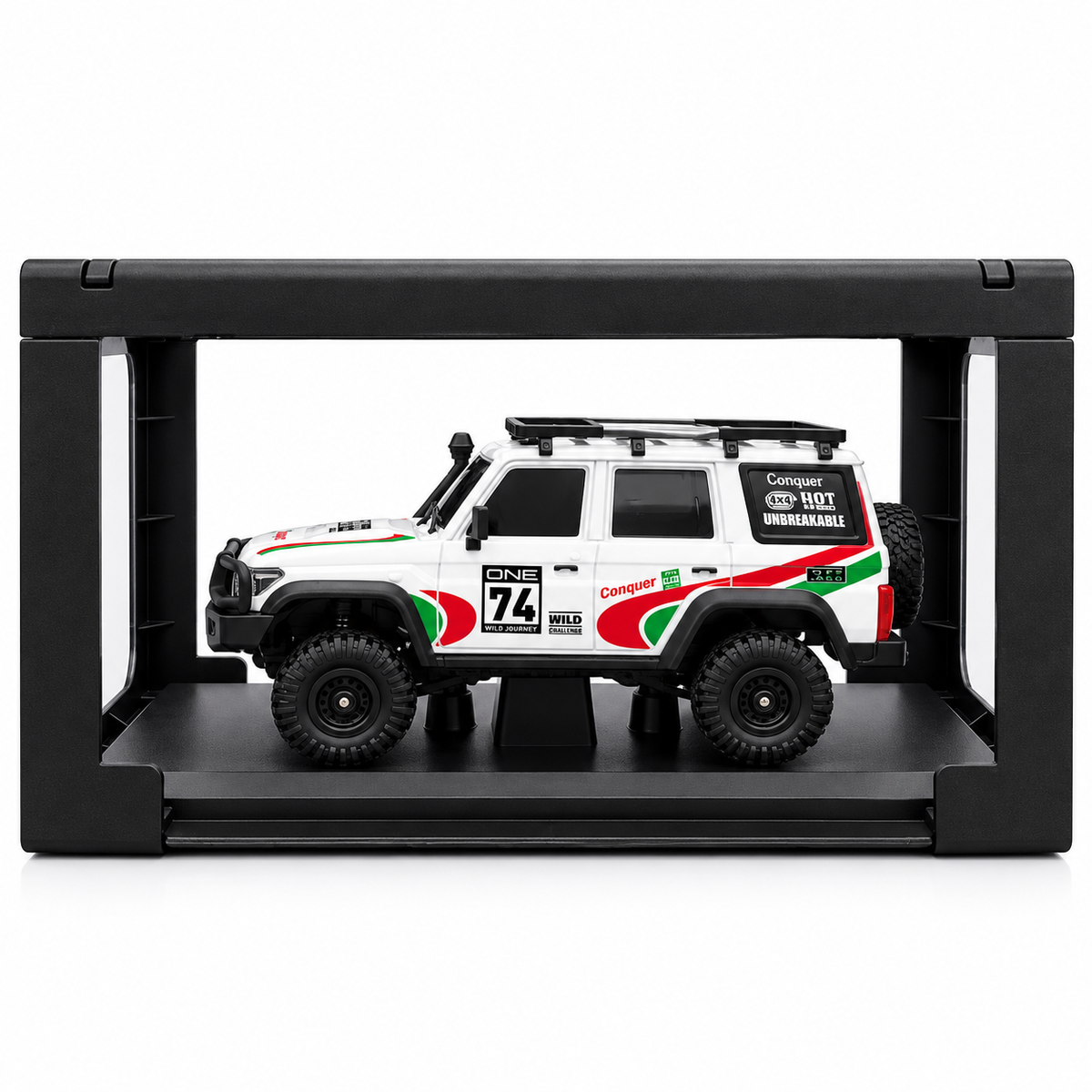 HB Toys 1:43 Scale Racing Rally RC Climb 4WD Off-Road SUV | 2.4GHz Remote Control Rock Crawler Car, Ready to Run (RTR), App Control, White