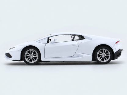 Road Burner 1:36 White Die-Cast Sports Car with Pull-Back Action & Opening Doors