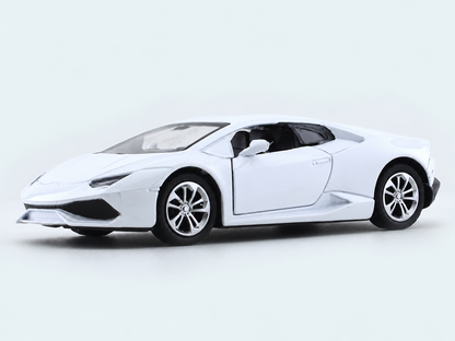 Road Burner 1:36 White Die-Cast Sports Car with Pull-Back Action & Opening Doors