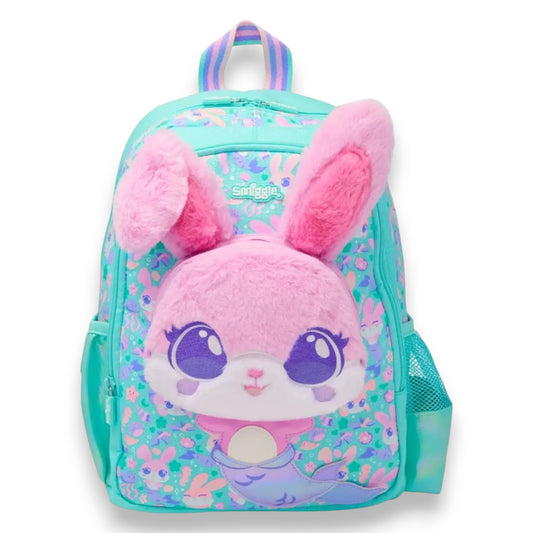 Smiggle Bunny Mermaid Backpack 14 Inch | Kids School Bag with Plush Bunny Design, Dual Bottle Pockets & Padded Straps