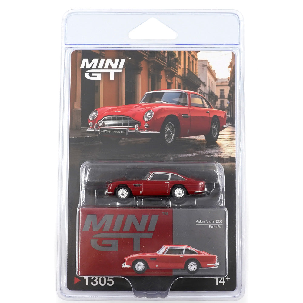 Mini GT 1:64 Scale (Blister Pack) Aston Martin DB5 Fiesta Red Diecast Scale Model Car | Collectible Model