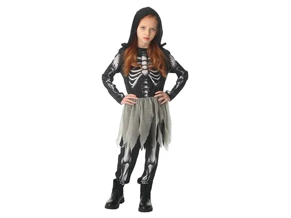 Girls’ Skeleton Halloween Costume Jumpsuit – Full Body Scary Outfit