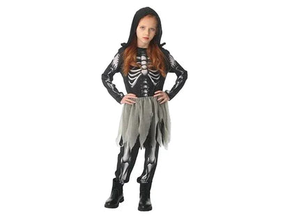 Girls’ Skeleton Halloween Costume Jumpsuit – Full Body Scary Outfit