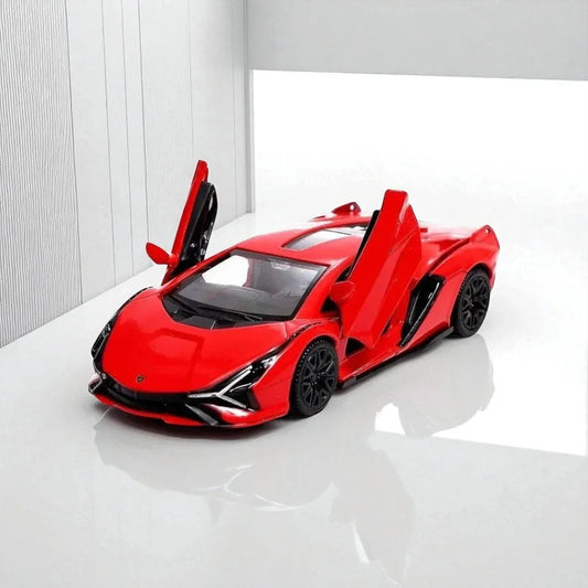 RMZ Hobby 1:32 Lamborghini Sian SKP 37 Die-Cast Model Car – Red with Openable Doors, Light & Sound (664986) - Jaiman Toys