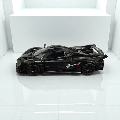 RMZ Hobby 1:32 Pagani Huayra R Die-Cast Model Car – Black with Openable Doors,Pull-Back Action, Light & Sound (664974) - Jaiman Toys