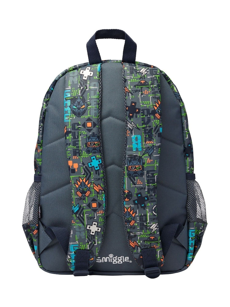 Smiggle Gaming Backpack 42cm | Kids School Bag with Gamer Controller Badge, Dual Bottle Pockets & Padded Straps