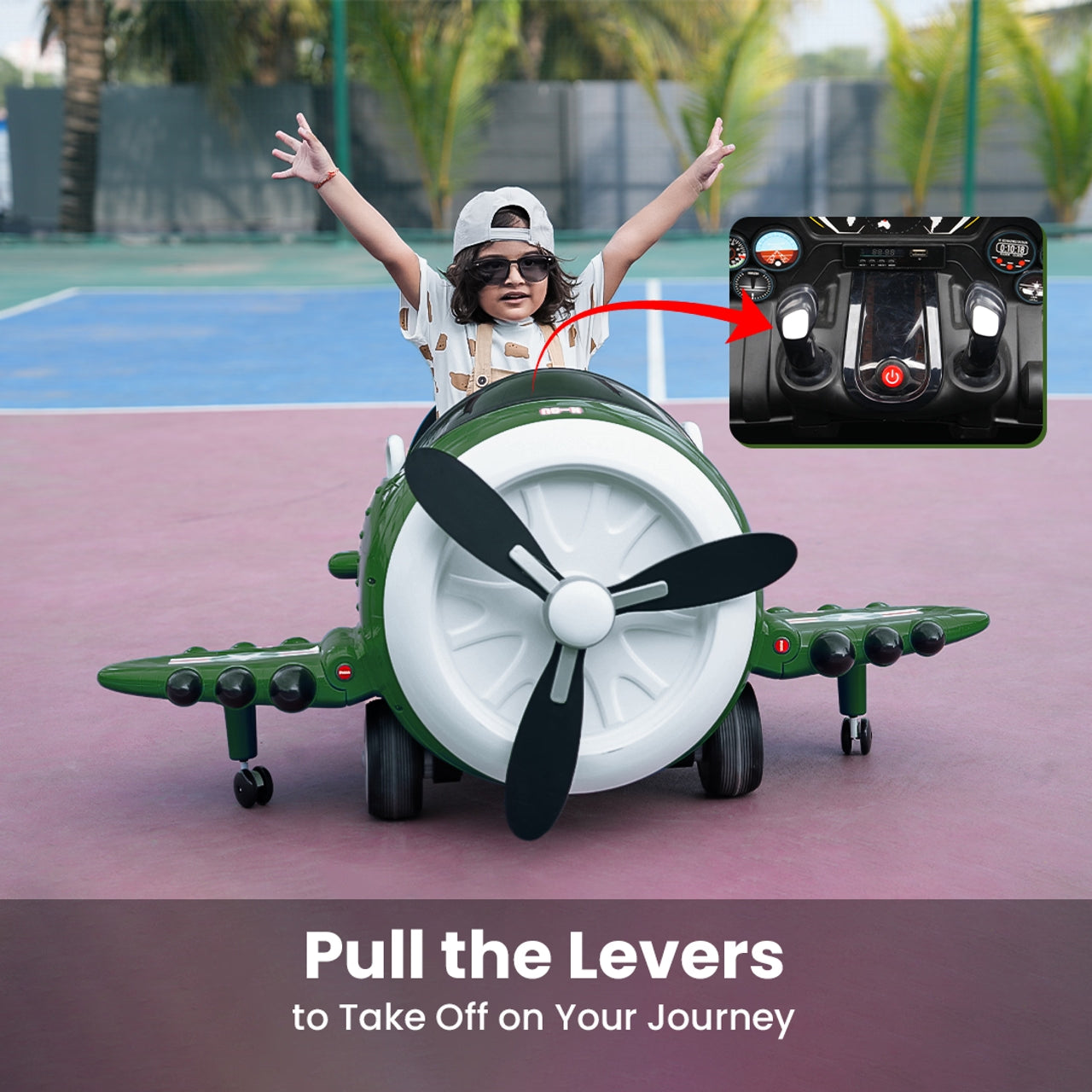 Emotorad Formula Fun Turbo Wing Ride-On Toy Plane for Kids | Battery Operated Airplane Ride-On