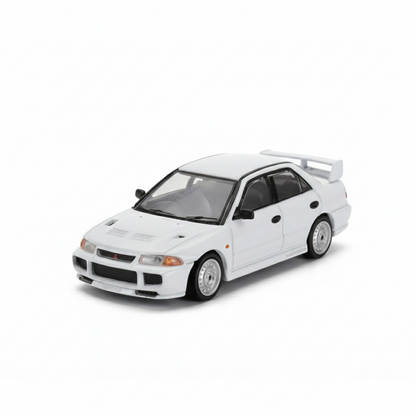 Tarmac Works 1:64 Mitsubishi Lancer Evolution III RS White Diecast Model Car | Authentic JDM Rally Replica | Premium Metal Collectible