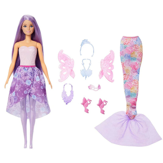 Barbie Doll with Clothes & Accessories | Fantasy Fashion Pack with Mermaid Tail, Fairy Wings, Shoes & Jewelry for 10+ Looks