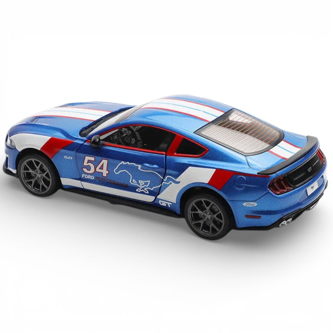 MSZ 1:32 2018 Ford Mustang GT Die-Cast Model Car – Blue |Pull Back, Openable Doors, Light & Sound (68702A)