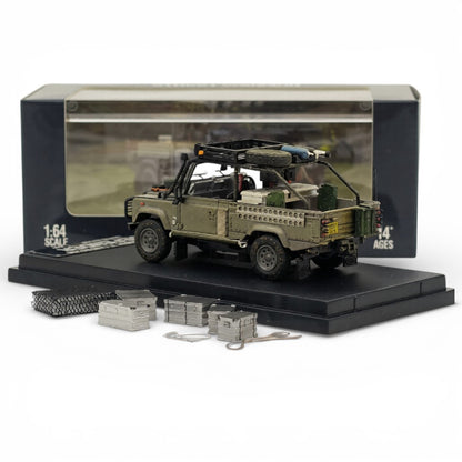 Street Weapon 1:64 Land Rover Defender Pick Up – Tomb Raider Movie Version Diecast Model with Accessories & Display Base