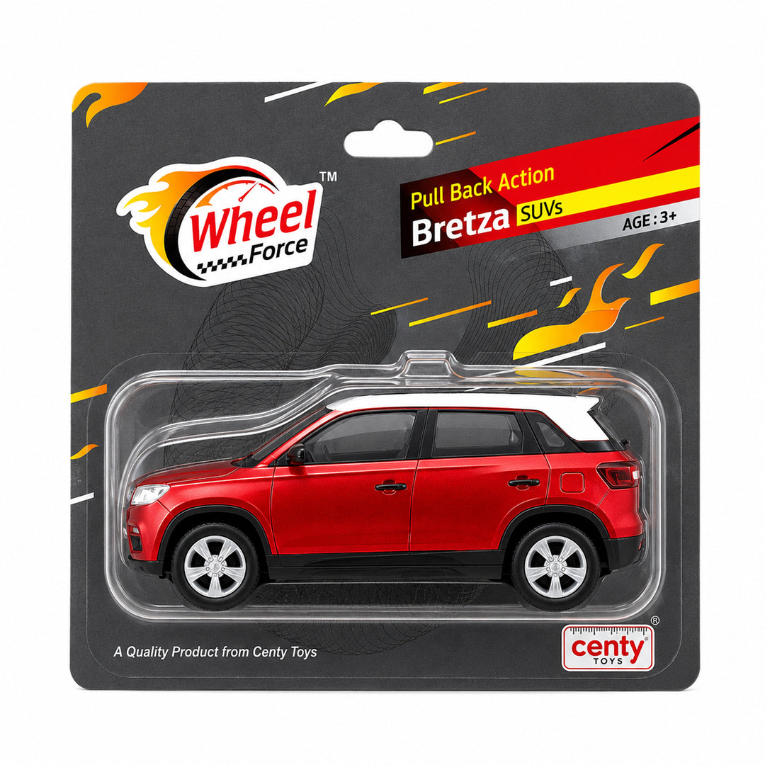 Centy Wheel Force Pull Back Action Bretza SUV Die-Cast Toy Car for Kids | Friction Powered Mini SUV | Assorted Colours | BGX