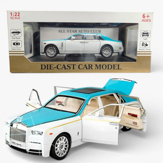 HQT 1:22 Rolls-Royce Phantom Diecast Model Car  Scale - Luxury Metal Toy Car with Openable Doors, Lights & Sound, Pull-Back Action