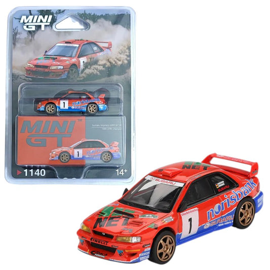 Mini GT 1:64 Subaru Impreza WRC97 #1 1999 DRM Champion Norisbank Livery Diecast Model – MGT01140-BL