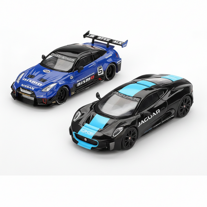 Mini GT 1:64 LB★Works Racing Duo – GT Nissan 35GT-RR Ver.2 Blue & Jaguar C-X75 Black LHD Diecast Models
