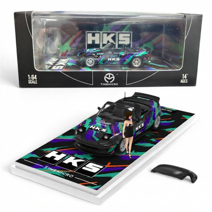 Time Micro Mazda MX-5 HKS Figure Edition 1:64 Scale Diecast Model Car | Premium Metal Collector Car | Display Base, Acrylic Case & Figure Included | Limited Edition | 14+