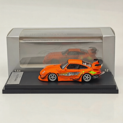 Street Warrior 1:64 Porsche RWB 993 High Tail Orange Die-Cast Model Car | Fast & Furious Inspired Widebody Collectible