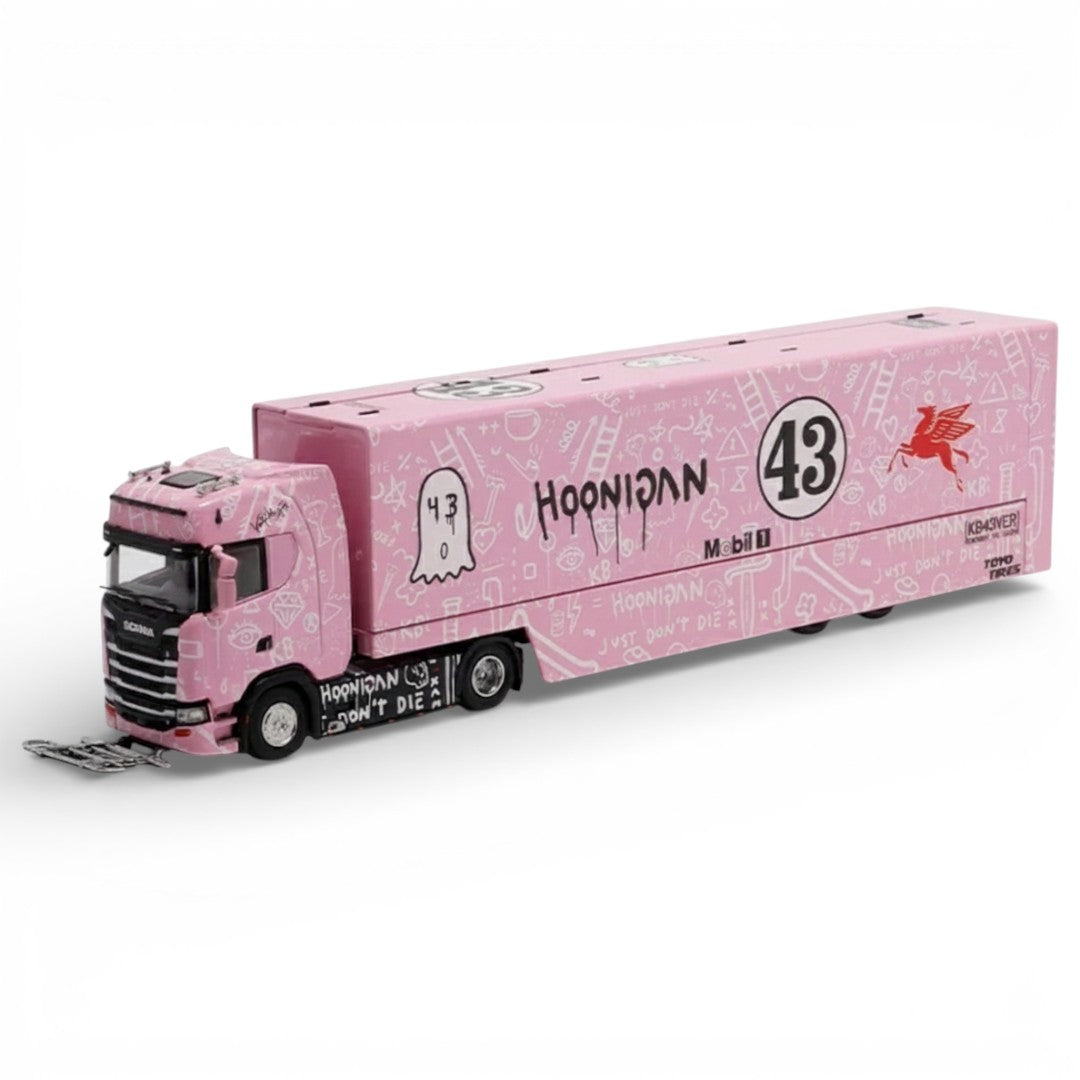 Maxwell 1:64 Scania S730 Pink Enclosed Double Deck Truck – Diecast Metal Collectible Model