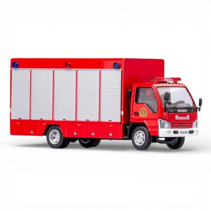 GCD 1:64 Red Rescue Fire Engine Van Truck Diecast Model | Premium Alloy Metal Fire Truck