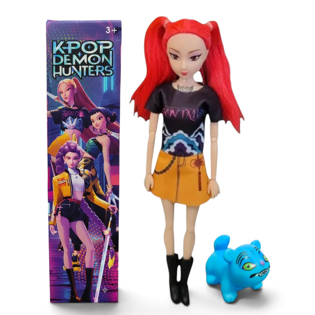 K-Pop Demon Hunters Mira Fashion Doll with Blue Pet Figure | Red Hair Doll Playset | 3+ Years