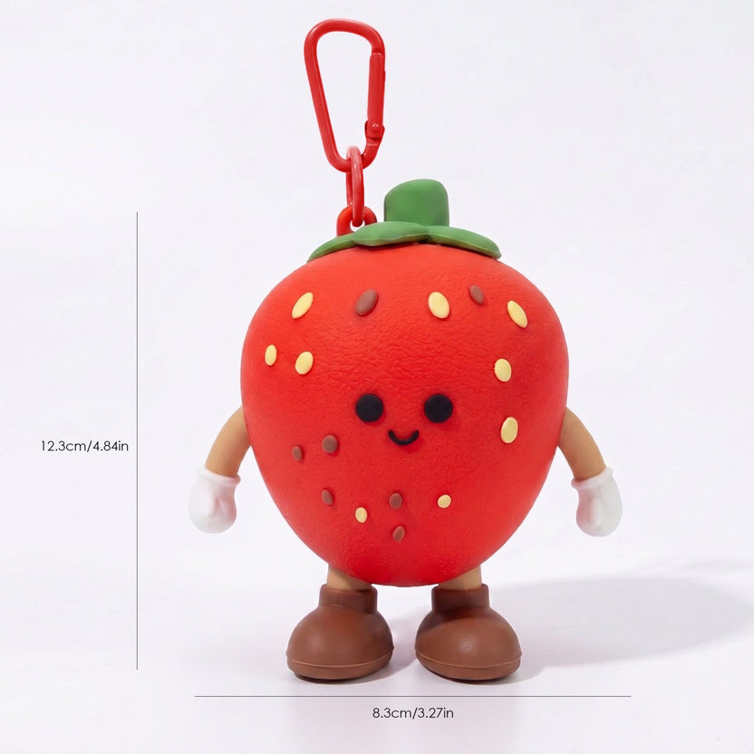 Cute Red Strawberry Silicone Coin Purse Keychain | Mini Zipper Pouch Bag Charm for Coins, Earbuds, Keys & Small Accessories