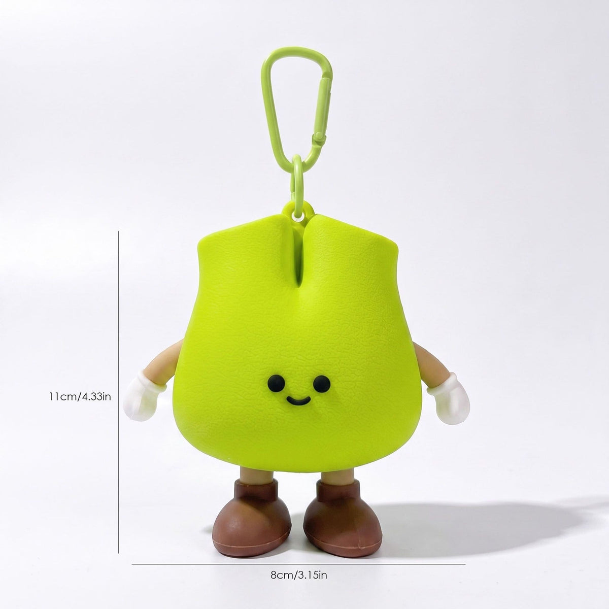 Cute Green Pear Silicone Mini Pouch Keychain | 3D Fruit Bag Charm with Zipper Storage for Coins, Earbuds, Keys & Small Accessories