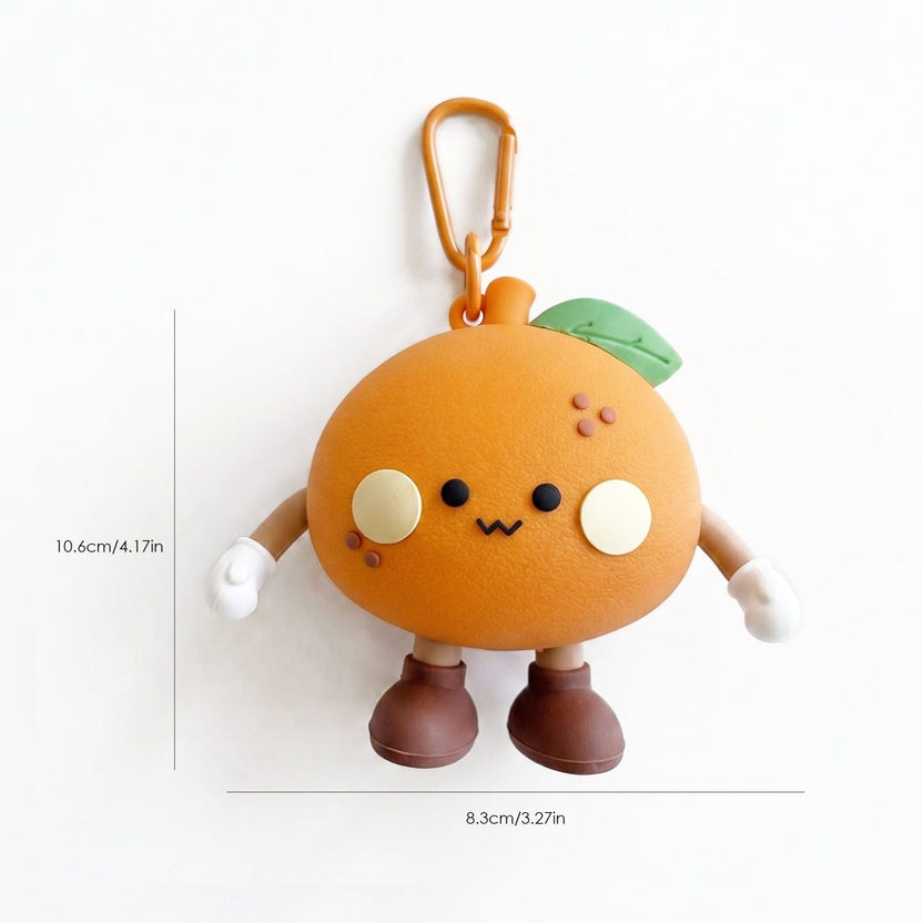 Cute Orange Tangerine Silicone Mini Pouch Keychain | 3D Tangerine Bag Charm with Zipper Storage for Coins, Earbuds, Keys & Small Accessories