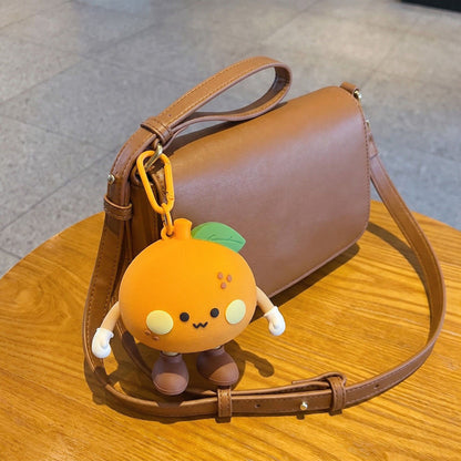 Cute Orange Tangerine Silicone Mini Pouch Keychain | 3D Tangerine Bag Charm with Zipper Storage for Coins, Earbuds, Keys & Small Accessories