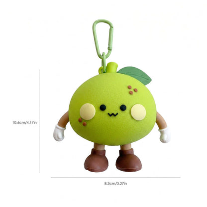 Cute Green Tangerine Silicone Mini Pouch Keychain | 3D Tangerine Bag Charm with Zipper Storage for Coins, Earbuds, Keys & Small Accessories