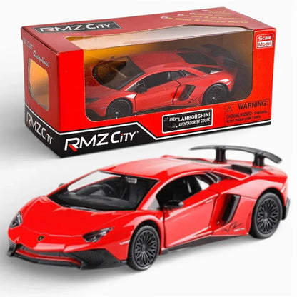 RMZ City 1:36 Lamborghini Aventador SV Coupe Diecast Car – Opening Doors, Pull Back Action (Red & Blue Variants)