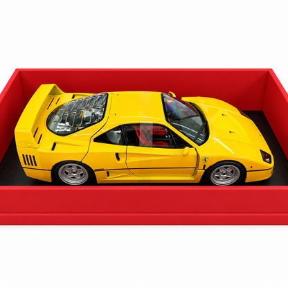Bburago Exclusive Series Ferrari F40 (1987) Yellow 1:18 Scale Premium Diecast Model Car with Detailed Interior, Realistic Engine, Rear Spoiler & Collector Display Box