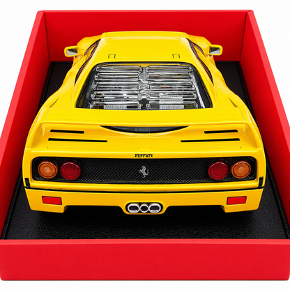 Bburago Exclusive Series Ferrari F40 (1987) Yellow 1:18 Scale Premium Diecast Model Car with Detailed Interior, Realistic Engine, Rear Spoiler & Collector Display Box
